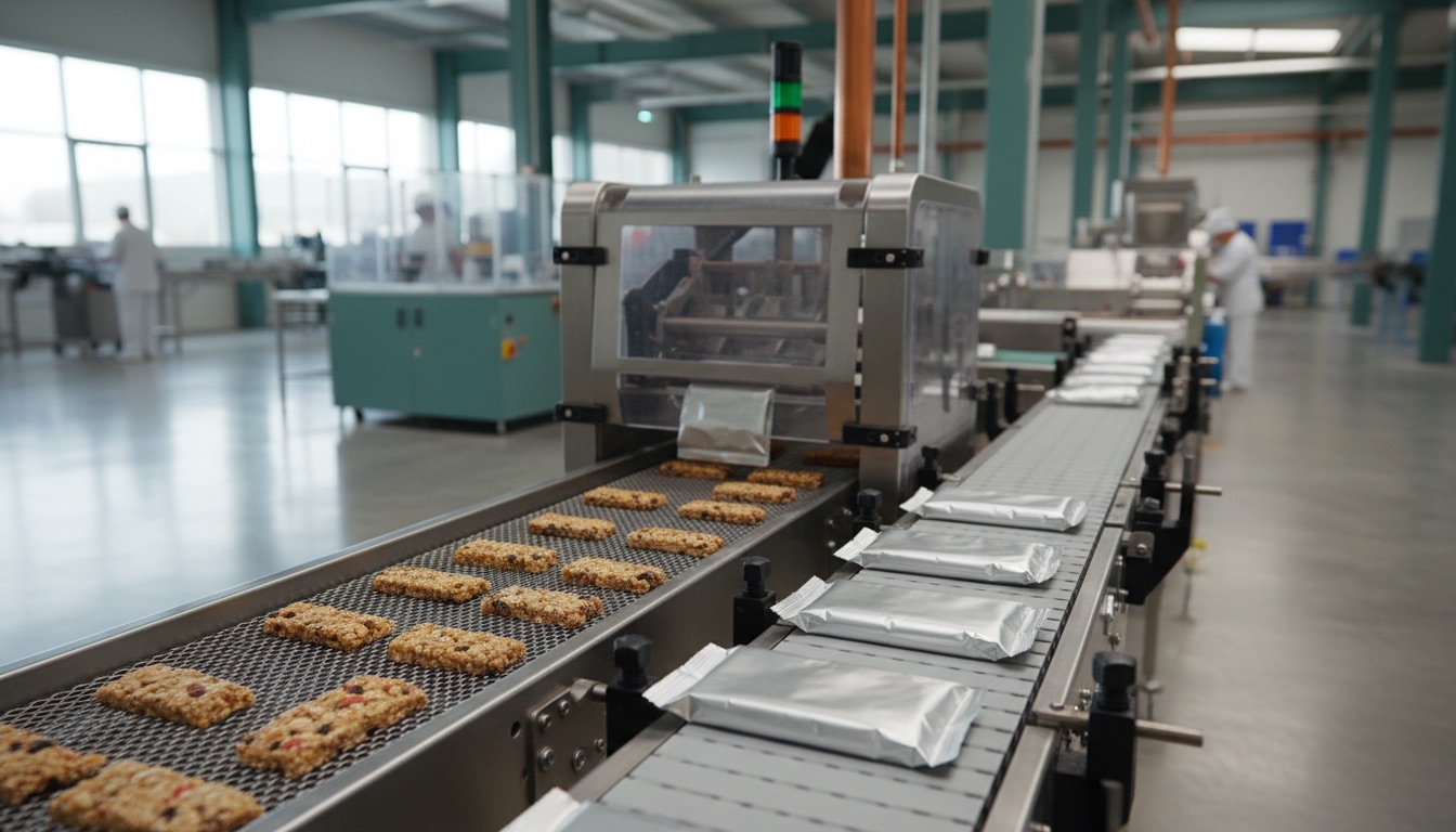 Snack bars on a packaging line
