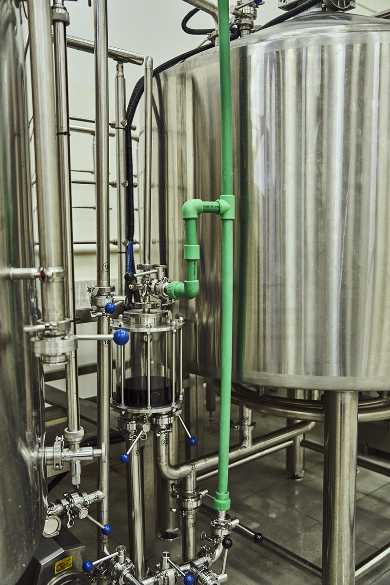 Aisle of fermentation tanks