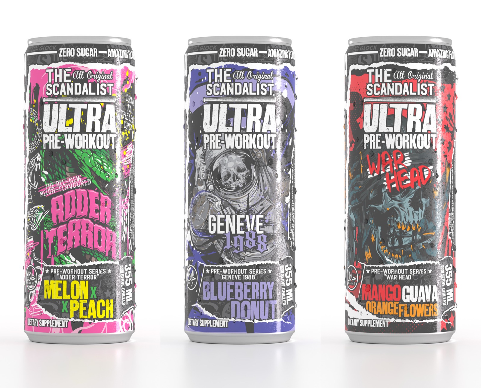 Three SCANDALIST ULTRA cans